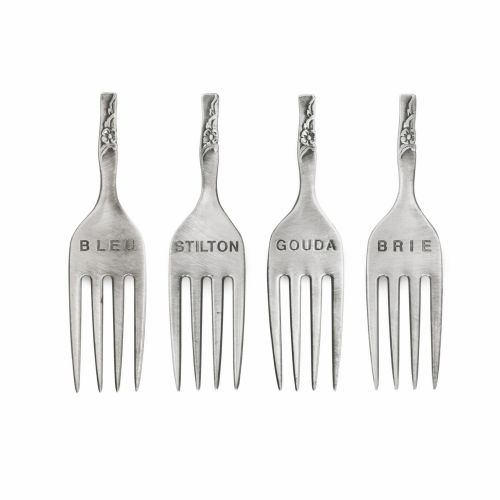  True Fabrications Cheese Forks, Zinc Alloy Reusable Labels Tool Set Serving Cheeses Markers (Sold by Case, Pack of 6)