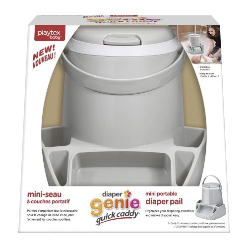  Playtex Diaper Genie Quick Caddy, Mini Portable Diaper Pail with Improved Lid Closure, Includes 270 Count Refill Cartridge