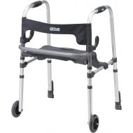 Drive Medical Clever-Lite LS Rollator Walker with Seat and Push Down Brakes, Gray