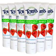 Toms of Maine Anticavity Childrens Toothpaste, Silly Strawberry, 4.2 Ounce (Pack of 6)