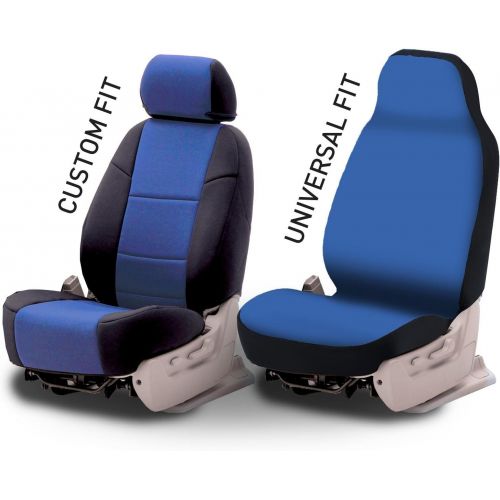  Coverking Custom Fit Front 50/50 Bucket Seat Cover for Select Ford E-Series Models - Neoprene (Blue with Black Sides)