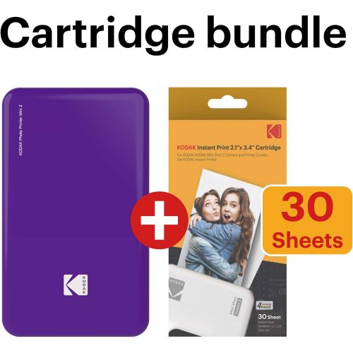  Kodak Mini2 Instant Photo Printer (Purple) Gift Bundle + Paper (20 Sheets) + Deluxe Case + 7 Fun Sticker Sets + Twin Tip Markers + Photo Album + Hanging Frames