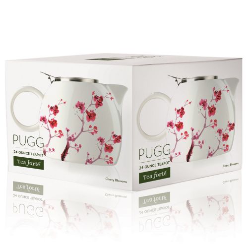  Tea Forte PUGG 24oz Ceramic Teapot with Tea Infuser, Cherry Blossoms