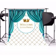 Yeele 8x8ft Little Prince Backdrop Curtain Crown Royal Baby Shower Background for Photography Party Decoration Banner Newborn Kids Boy Photo Booth Shoot Vinyl Studio Props