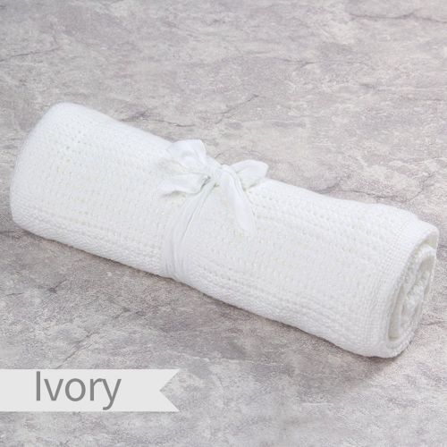 Lucoo New 100% Cotton Baby Cellular Blanket Pram Cot Bed Moses Basket Crib (White)