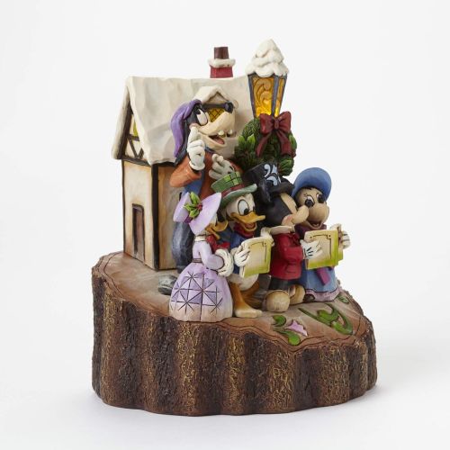  Jim Shore for Enesco Disney Traditions by Jim Shore Mickey and Friends Caroling Light-Up Stone Resin Figurine, 7.25”