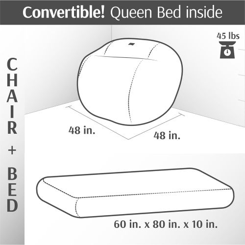  CordaRoys - Espresso Chenille Convertible Bean Bag Chair - Queen