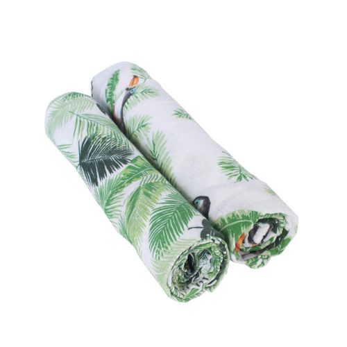  Bebe au Lait Classic Muslin Swaddle Blankets - Rio and Palms, 2 Count