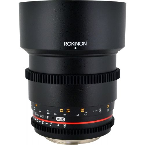  Rokinon CV85M-N 85mm t1.5 Aspherical Lens for Nikon with De-Clicked Aperture and Follow Focus Compatibility Fixed Lens
