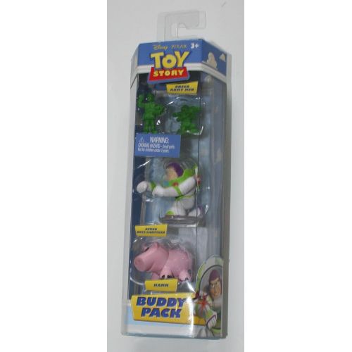 디즈니 Disney / Pixar Toy Story Buddy Mini Figure 3-Pack Green Army Men, Action Buzz Lightyear and Hamm