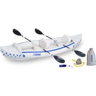 [아마존베스트]Sea Eagle 370 Deluxe 3 Person Inflatable Portable Sport Kayak Canoe w/ Paddles