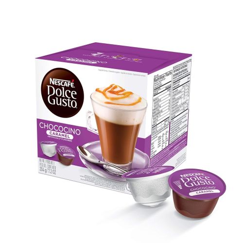 네스카페 Nestle Nescafe Dolce Gusto Coffe and Tea Pods  Chococino Caramel Flavor - Choose Quantity (4 Pack (64 Capsules))