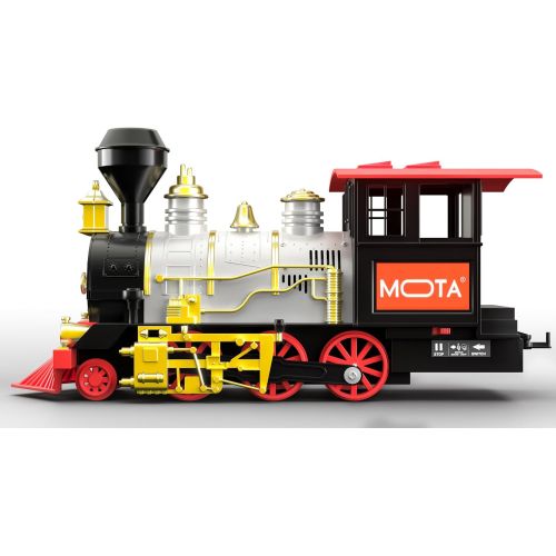  MOTA Classic Holiday Christmas Train Set with Real Smoke - Authentic Lights, and Sounds - A Full Set with Locomotive Engine, Cargo Cars, Tracks and Christmas Spirit