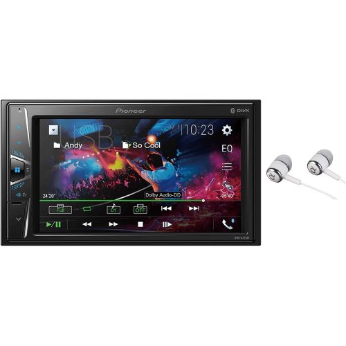 파이오니아 Pioneer Double DIN 6.2 WVGA MP3 ID3 Tag Display Rear USB Input Mechless Bluetooth in-Dash AMFM Digital Media Car Stereo Receiver
