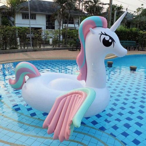  [아마존베스트]Tswinopty Rainbow Color Unicorn Fun Kids Swim Party Toy Non-toxic and Tasteless, Inflatable Floating Row, Inflatable Pool Float Summer Pool Raft, Inflatable Pool Toys Outdoor Water Lounge,Wh
