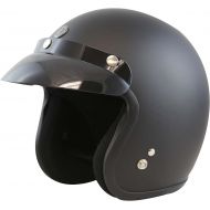 TORC T50C Route 66 34 Classic Open Face Helmet (Gloss Black, Small)