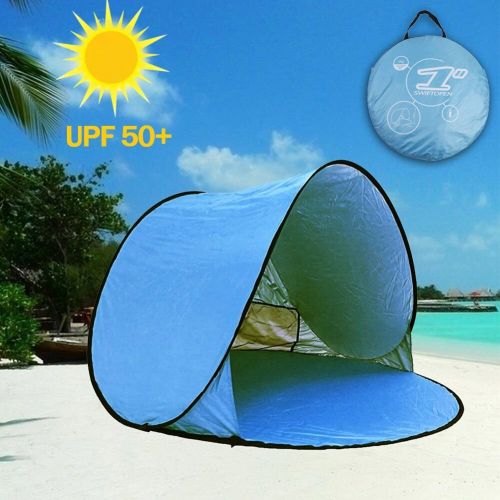  Aigo aigo Easy Set-up Beach Tent Automatic Pop Up Instant Beach Shade Portable Outdoors Portable Family Sun Shelter with Carry Case (for 2-3persons)