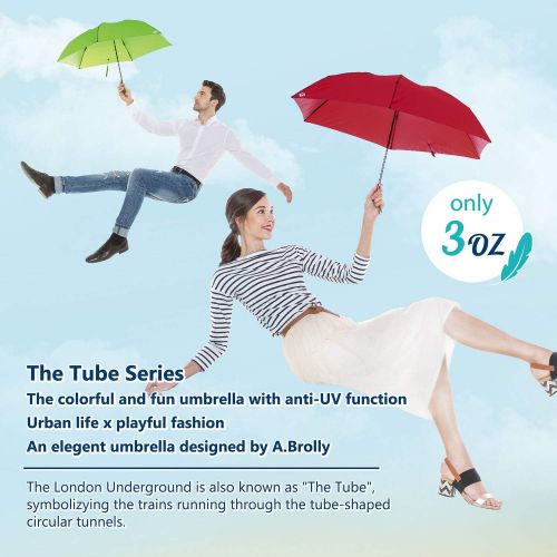  Windproof Totes Mini Umbrella - Worlds Lightest Folding Parasol Weights Only 3 oz by A.Brolly (TUBE Burgundy)