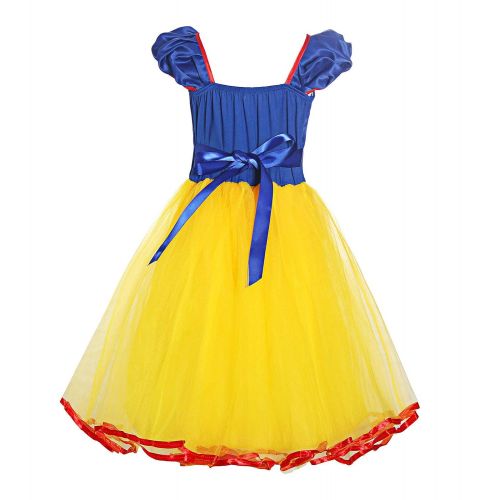 ReliBeauty Little Girls Elastic Waist Backless Princess Snow White Dress Costume