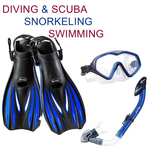 크레시 Cressi Snorkel Set with Fins Snorkel Mask - for Adult Men Women Teenagers - Panoramic Diving Mask, Comfort Dry Snorkel Tube, Open Heel Short Fins and Travel Mesh Bag [Wave Series]