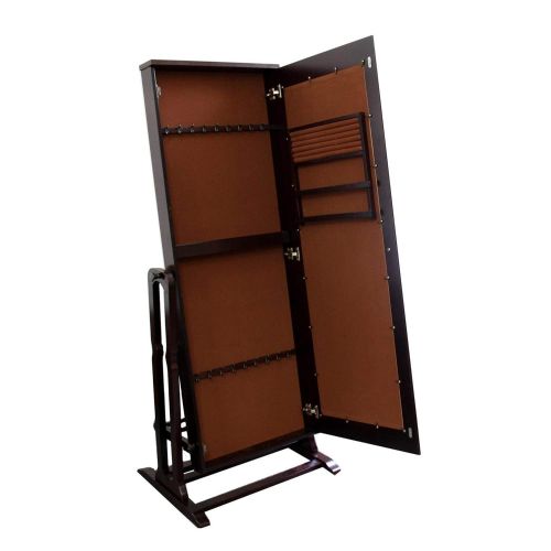  ORE Ore International Mirror with Storage and Jewelry Armoire Stand, 61-Inch, Dark Cherry Finish