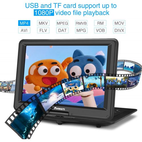  NaviSkauto 12.5 Portable DVD Player Large 1366x768 HD Swivel Screen Carrying Case Support 5-Hour, Last Memory, Sync Screen, USB SD - NAVISKAUTO