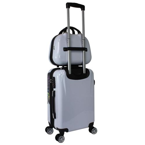 World Traveler 4-Piece Hardside Upright Spinner Luggage Set, Butterfly