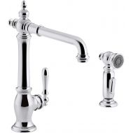 Kohler KOHLER K-99265-VS Artifacts Single-Hole Kitchen Sink Faucet with 13-1/2 In. Swing Spout, Two-Function Sidespray, and Victorian Spout Design, Vibrant Stainless