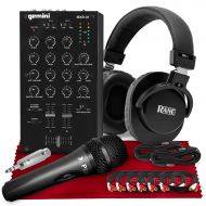 Gemini MXR-01 Professional 2-Channel DJ Mixer with Microphone and Headphones Platinum Bundle