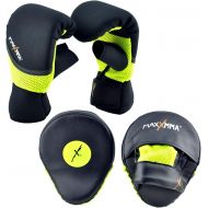 MaxxMMA Boxing MMA Training Kit - Pro Punch Mitts + Washable Neoprene Bag Gloves