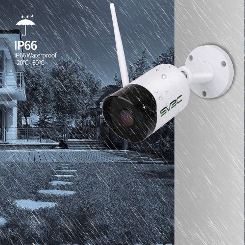  Sv3c Outdoor Security Camera, SV3C Wireless Bullet Camera 1080P Night Vision Two-Way Audio Surveillance IP Camera WiFi, IP66 Weatherproof, Motion Detection, Support Max 128GB Micro SD C