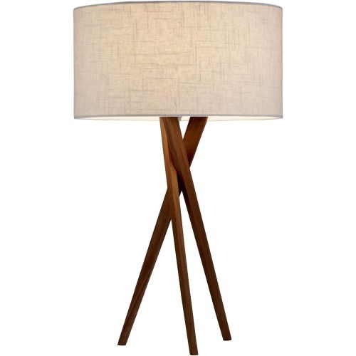  Adesso 3226-15 Table Lamp Brooklyn  Smart Outlet Compatible, Tripod Base, Wooden Lighting Accessory Home Decor Items, 29.5