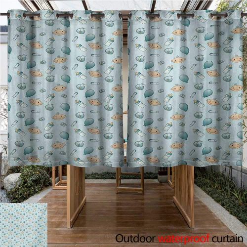  WilliamsDecor Baby Outdoor Curtain for Patio Infant Head with Balloons Pacifiers and Milk Bottles Newborn Inspired W84 x L84(214cm x 214cm)