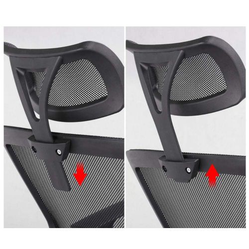  Topeakmart Black Mesh Fabric Office Chair High Back Computer Chair Swivel Executive Office Chair with Height Adjustable HeadrestSeat Cushion & Arms