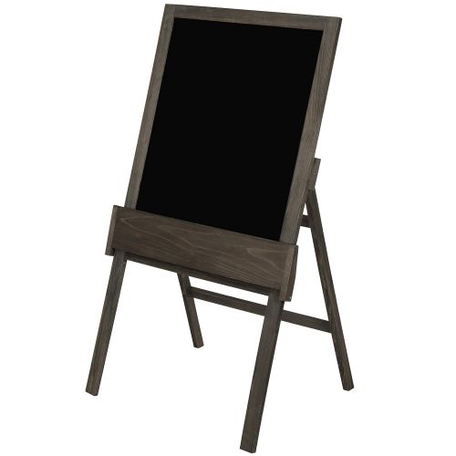  MyGift Rustic Dark Brown A-Frame Chalkboard Sign Easel with Folding Front Shelf