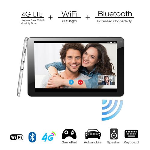  Azpen G1058C 10.1 HD IPS Quad-Core 32GB 4G Connected Android Tablet with Keyboard Case (Blue)