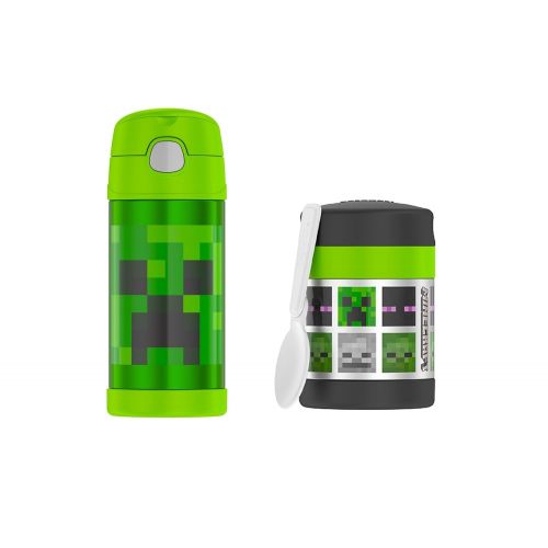 써모스 Thermos Minecraft 12 oz Funtainer Bottle and 10 oz Food Jar Set - GreenBlack