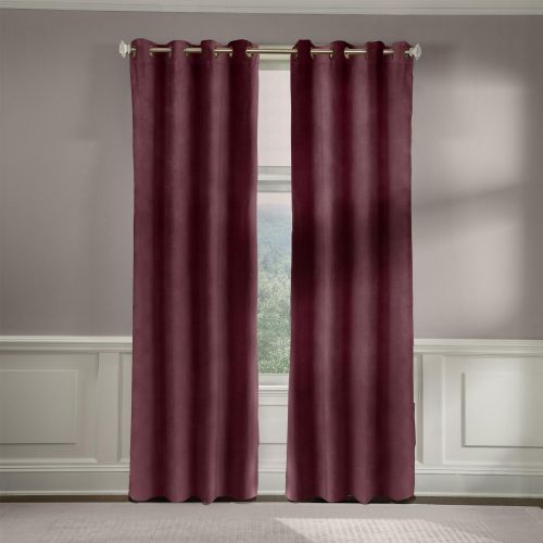  Veratex Contemporary Style 100% Cotton Velveteen Construction Made In The USA Living Room Grommet Window Panel Curtain, Berry, 95