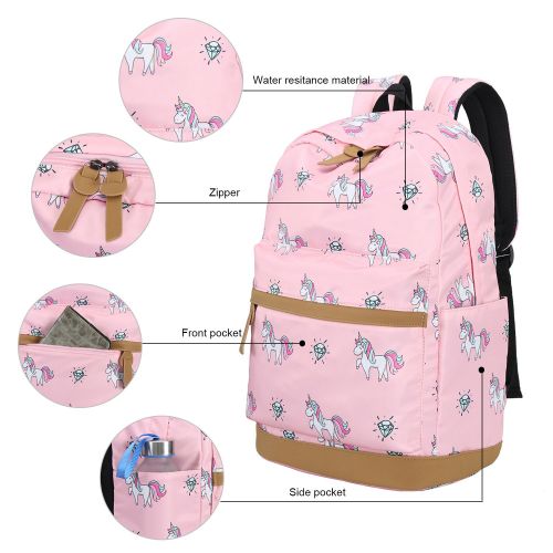  BTOOP Bookbag Girls School Backpack Unicorn Schoolbag with Insulated Lunch bag for Teens Kids Travel Daypack