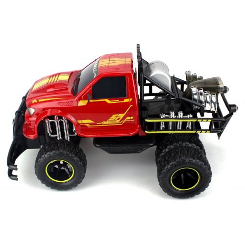  Velocity Toys Jungle Fire TG-4 Dually Rechargeable RC Monster Truck Big 1:12 Scale RTR w/Working Headlights, Dual Rear Wheels (Colors May Vary)