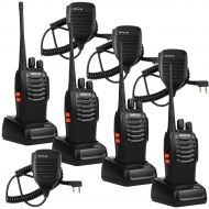 Retevis H-777 2 Way Radio UHF Flashlight CTCSSDCS Handheld Radio 16CH Walkie Talkies(4 Pack) with Speaker Mic (4 Pack)