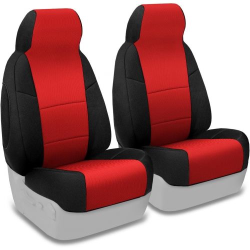  Coverking Custom Fit Front 50/50 Bucket Seat Cover for Select Toyota Tacoma Models - Spacermesh 2-Tone (Red with Black Sides)
