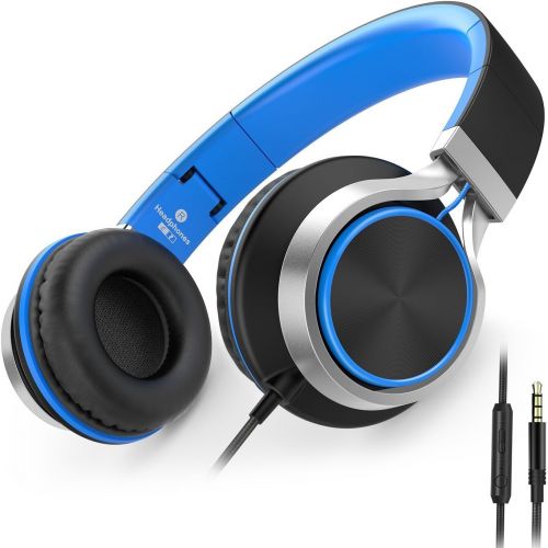  [아마존 핫딜]  [아마존핫딜]AILIHEN C8 Headphones with Microphone and Volume Control Folding Lightweight Headset for Cellphones Tablets Smartphones Laptop Computer PC Mp3/4 (Black/Blue)