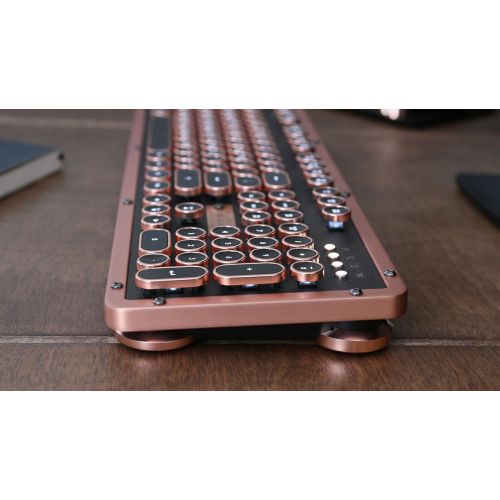  Azio Retro Classic Bluetooth Elwood - Luxury Vintage Backlit Mechanical Keyboard, BrownGrey (MK-RETRO-W-BT-01-US)