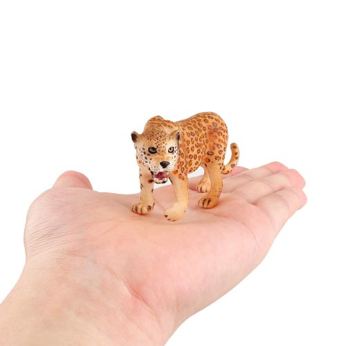  TOYMANY 4PCS Realistic Leopards Figurines with Leopard Cub, 2-5 Plastic Safari Animals Figures Family Playset Includes Baby, Educational Toy Cake Toppers Christmas Birthday Gift fo