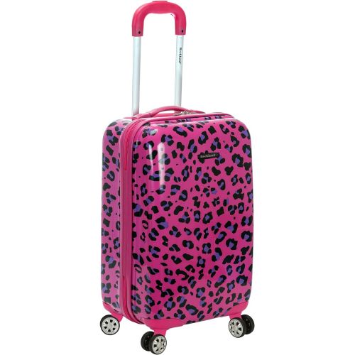  Rockland Safari Hardside Spinner Wheel Luggage, Magenta Leopard, Carry-On 20-Inch