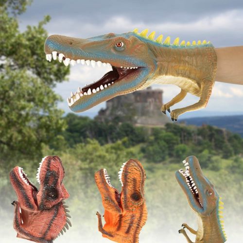  Fdit Soft Dinosaur Head Hand Puppet Kids Child Stories Role Play Interesting Toy Glove(#1)