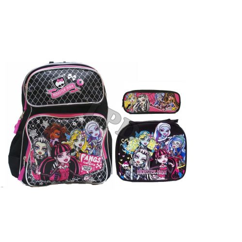  AI Monster High Large 16 Backpack with Insulated Lunch Box Bag- 3