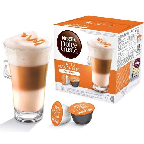 네스카페 Nestle Nescafe Dolce Gusto Coffee Pods - Latte Macchiato Caramel Flavor - Choose Quantity (3 Pack (48 Capsules))