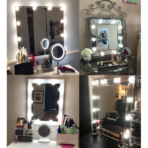  [아마존 핫딜] [아마존핫딜]Brightown Hollywood Style LED Vanity Mirror Lights Kit with 10 Dimmable Light Bulbs For Makeup Dressing Table and Power Supply Plug in Lighting Fixture Strip, Vanity Mirror Light, White (No